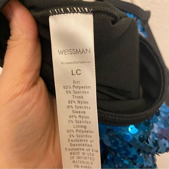 WEISSMAN Dance Costume jazz Aqua blue teal Stand Down 12832 Child LC - Picture 9 of 11